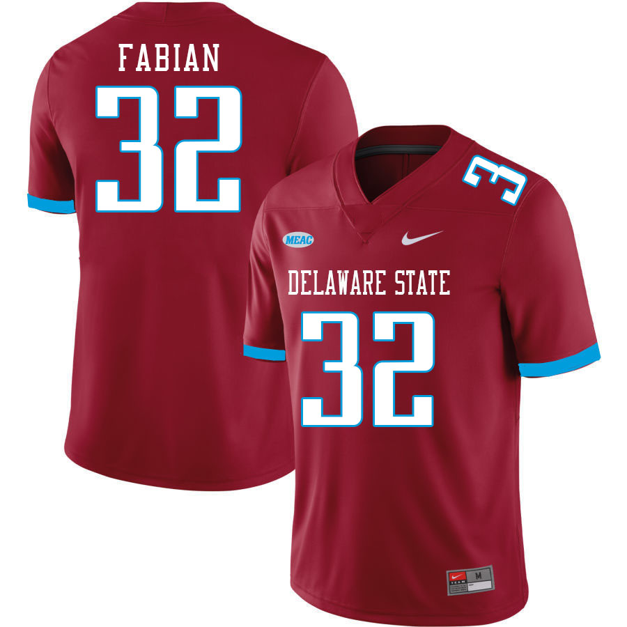 Men-Youth #32 Geovanny Fabian Delaware State Hornets 2023 College Football Jerseys Stitched-Red
